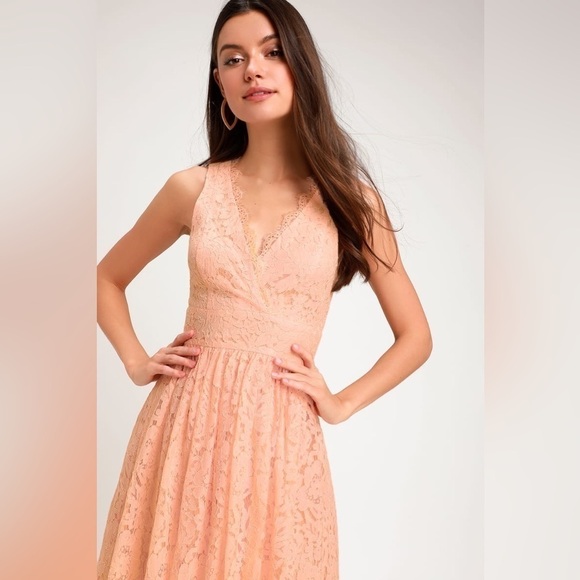 LULUS In This Moment Blush Pink Lace Sleeveless Dress | Bridesmaid | Size Medium - Picture 2 of 11